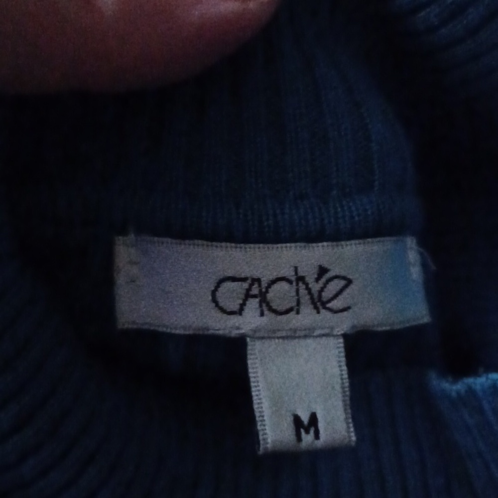 -- Cache Blue Ribbed Knit Top - Picture 6 of 10